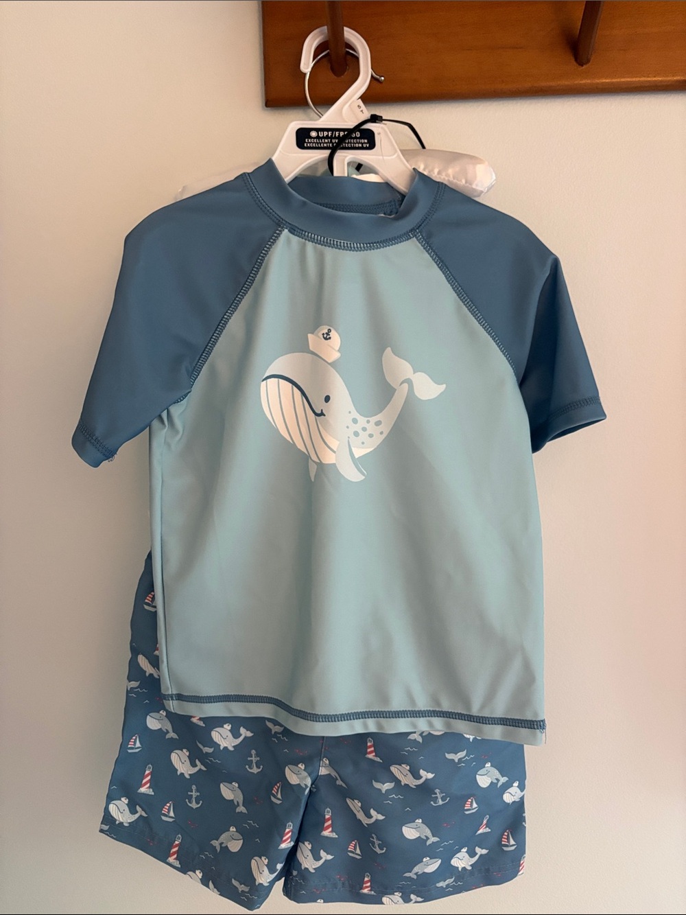 Tommy Bahama Light Blue & Slate Kids Whale Rashguard Set